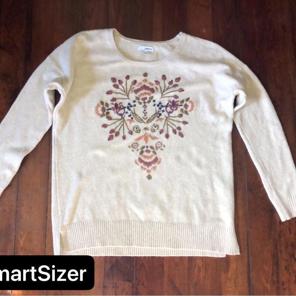 Sonoma Embroidered Sweater - Size L - Cream with Floral Design